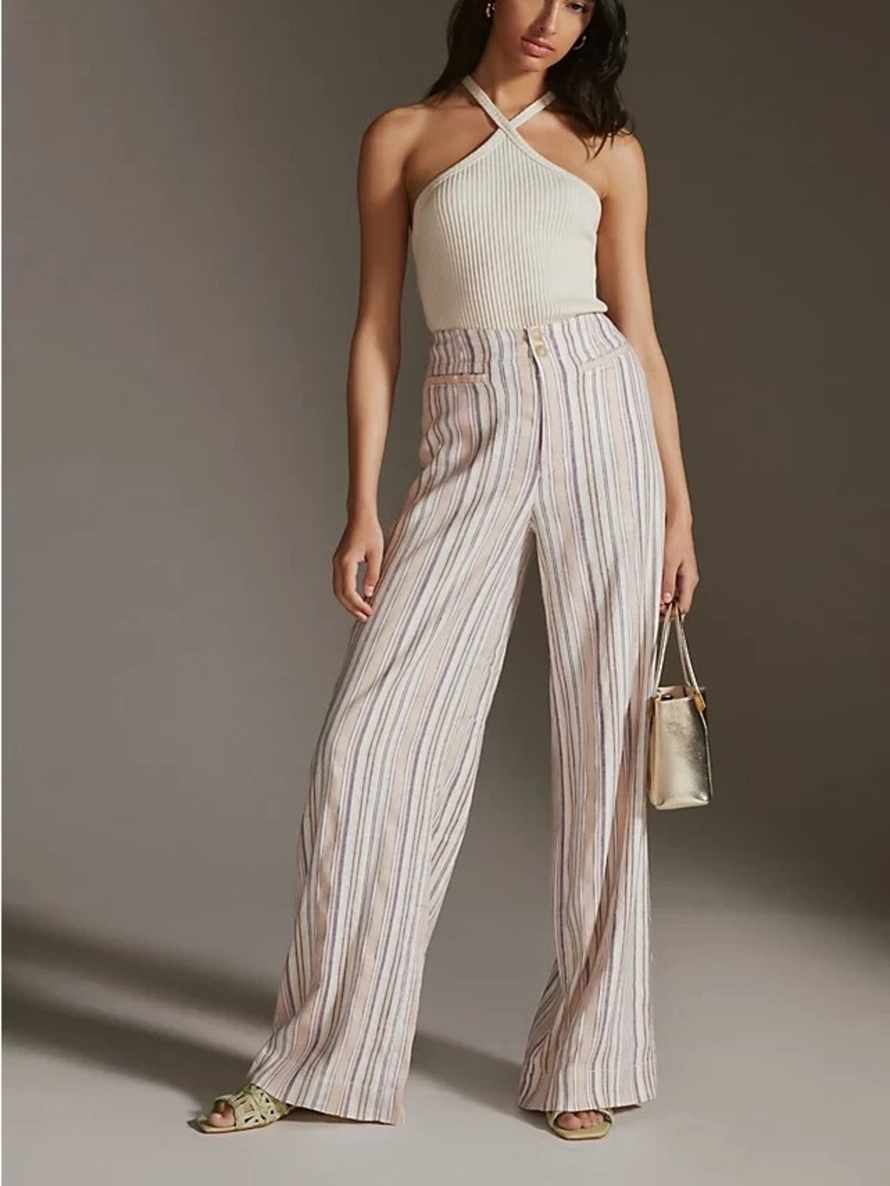 NWT Anthropologie Maeve Casual Wide Leg Striped Pants Size 6
